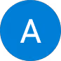 Blue circle with a white letter A centered inside.